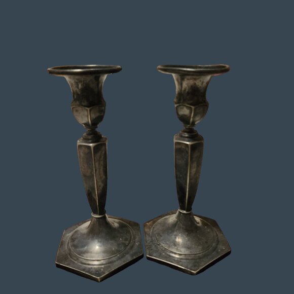 Vintage Wilcox Silver Plate Candlesticks 7" Tall - Picture 1 of 6